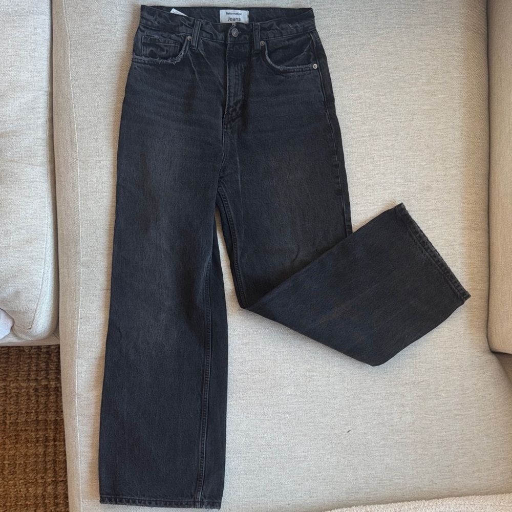 Reformation Charcoal Wide Leg Jeans